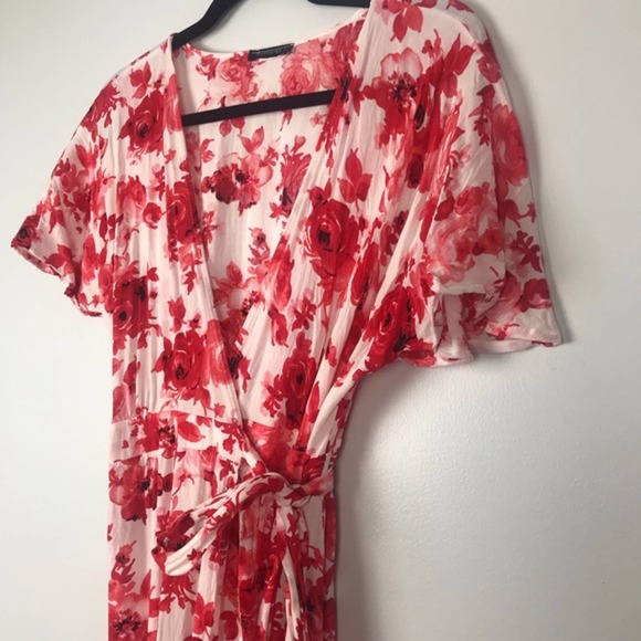 Sapphire O Red Rose Print Wrap Maxi Dress - Picture 6 of 7